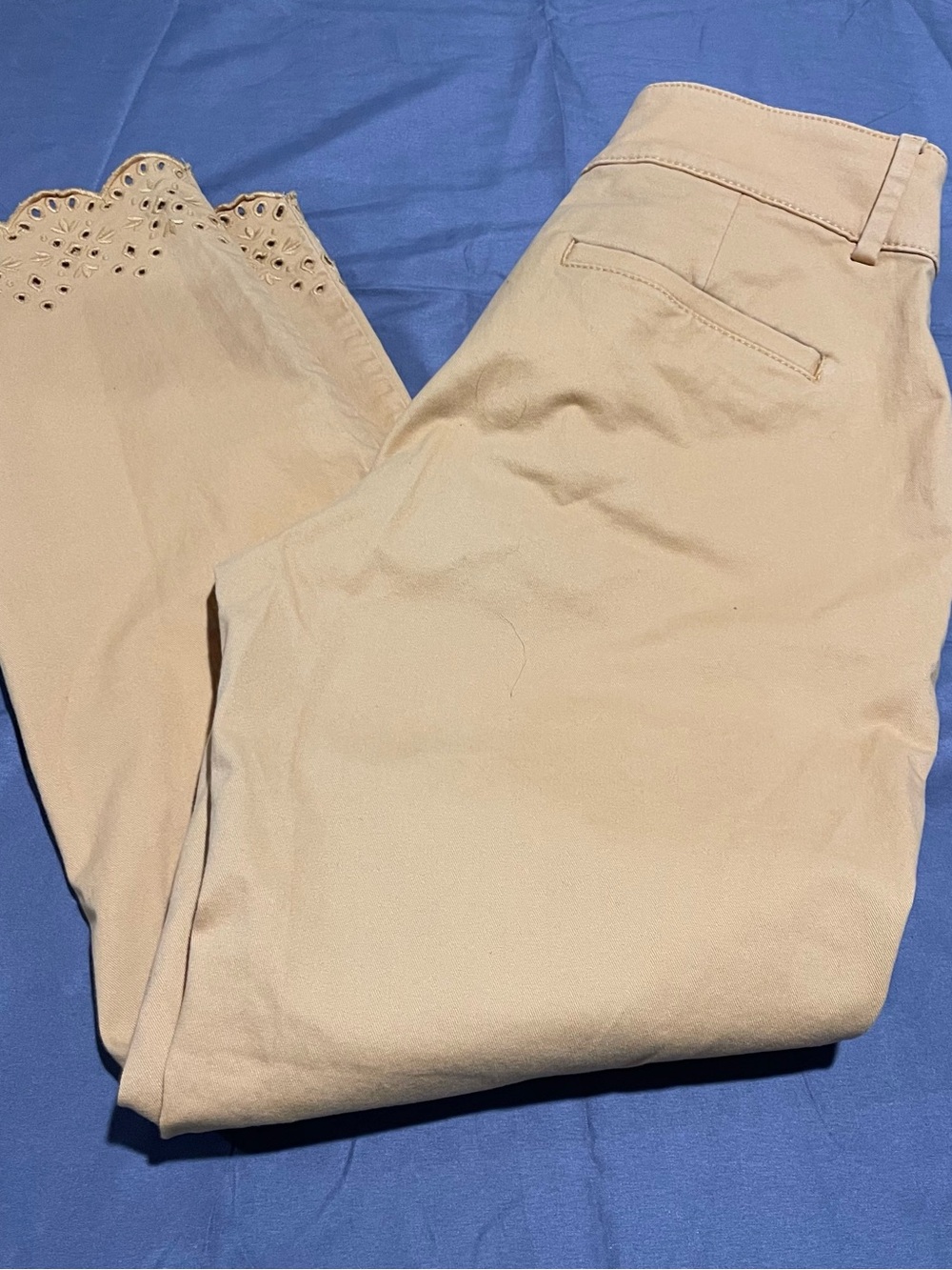 LOFT Yellow Cropped Pants with Scalloped Eyelet Hem - Picture 10 of 10